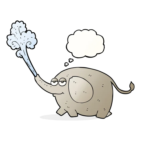 Dacht dat bubble cartoon olifant spuiten van water — Stockvector