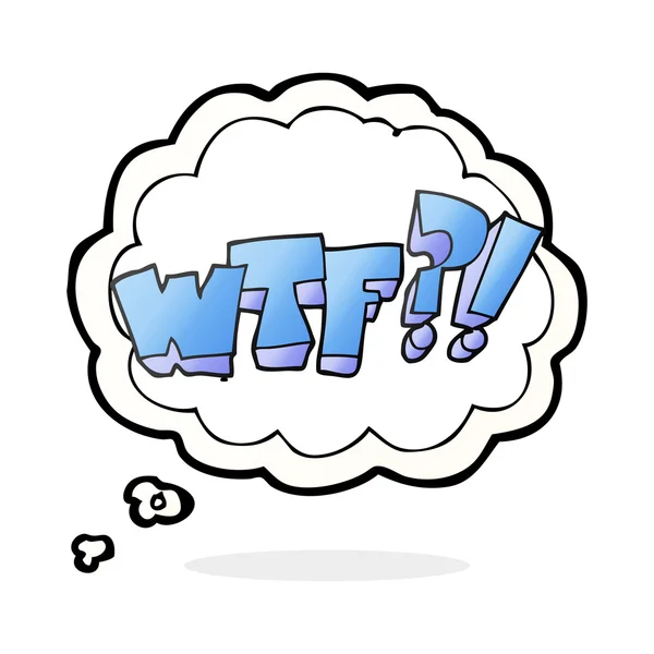 Pensiero bolla cartone animato WTF simbolo — Vettoriale Stock