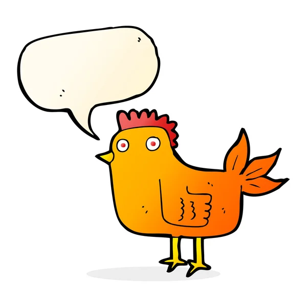 Cartoon kip met spraakbel — Stockvector
