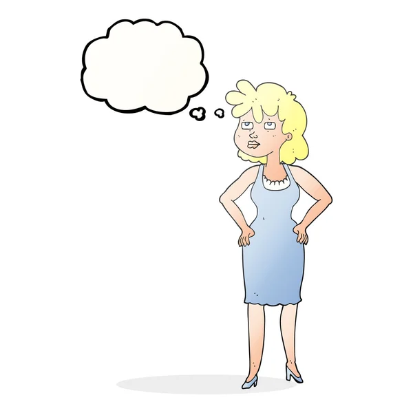 Thought bubble cartoon annoyed woman — Stock Vector