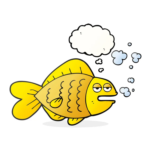 Myśl bańki kreskówka śmieszne ryb — Wektor stockowy