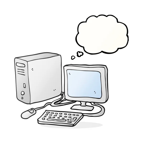 Düşünce kabarcık karikatür bilgisayar — Stok Vektör