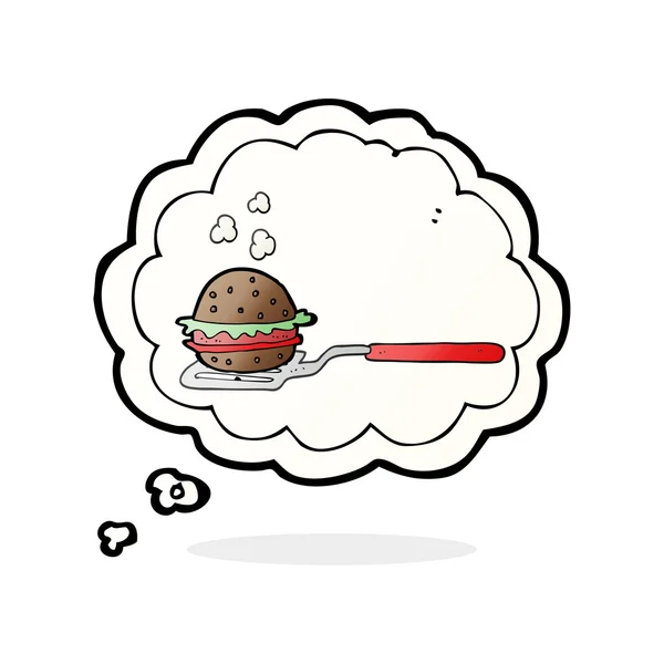 Думка бульбашка мультфільм шпатель з бургер — стоковий вектор