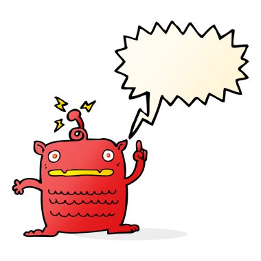 Konuşma baloncuğu olan garip bir uzaylı çizgi filmi.