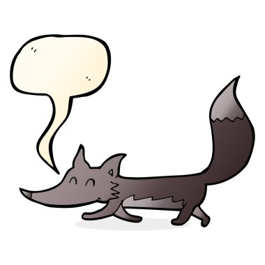 Konuşma baloncuğu olan küçük kurt.