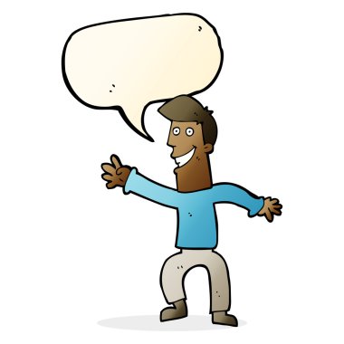 karikatür mutlu bir adam ile konuşma balonu dans