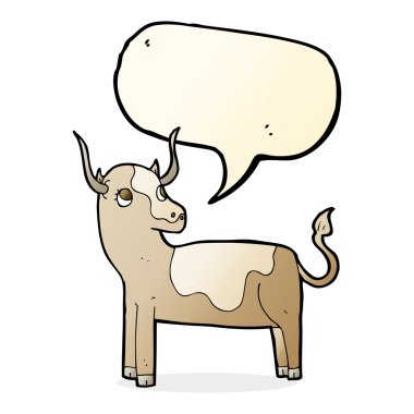 Konuşma baloncuklu çizgi film ineği