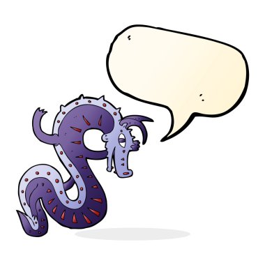 Konuşma balonlu Sakson ejderha çizgi filmi