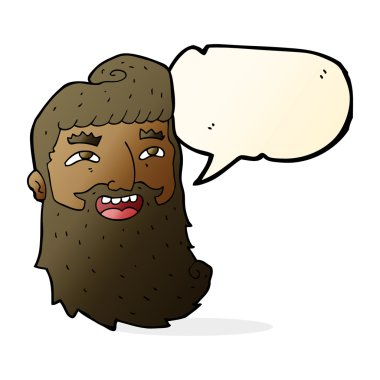karikatür gülen sakallı adam konuşma baloncuğu ile