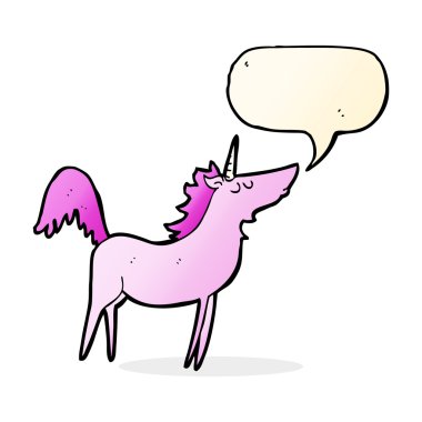 Konuşma baloncuklu tek boynuzlu at.