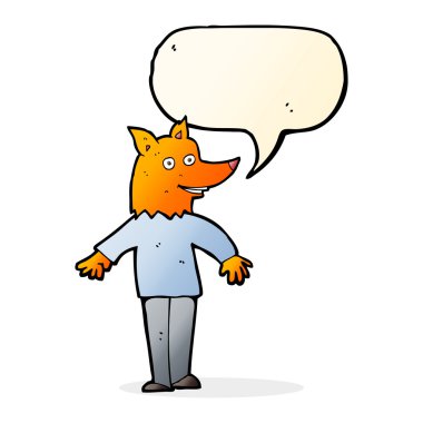 karikatür mutlu fox adamla konuşma balonu