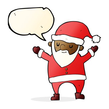 Konuşma baloncuğuyla Noel Baba dans eden çizgi film