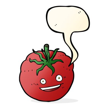karikatür mutlu domates ile konuşma balonu