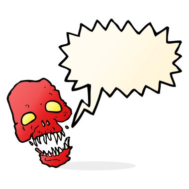 Konuşma baloncuklu korkunç kafatası