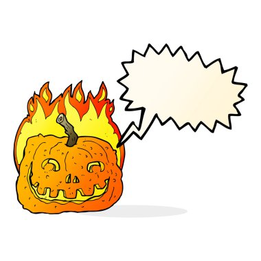 Kabak konuşma balonu ile yanan çizgi film