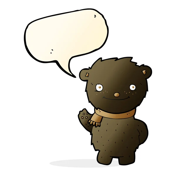 Desenho animado bonito urso preto com bolha de fala —  Vetores de Stock