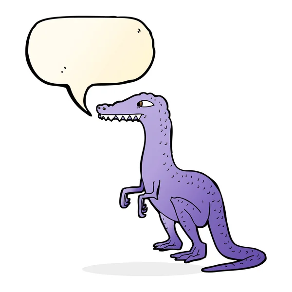 Dinosaurio de dibujos animados con burbuja de habla — Vector de stock