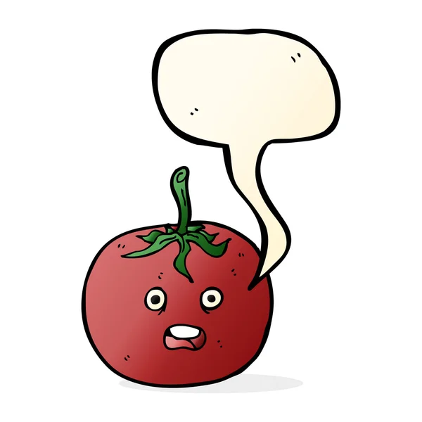 Cartoon tomato with speech bubble — Stock Vector