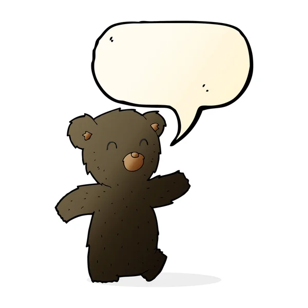 Мультяшний чорний ведмідь з бульбашкою мовлення — стоковий вектор