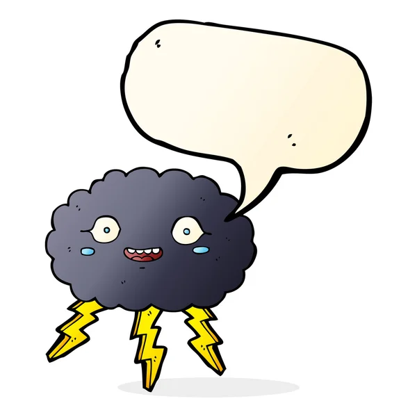 Happy cartoon regen wolk met tekstballon — Stockvector