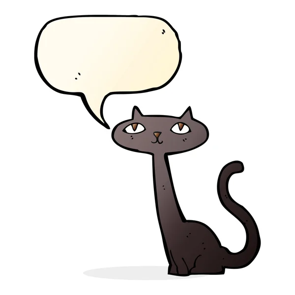 Dibujos animados gato negro con burbuja de habla — Archivo Imágenes Vectoriales