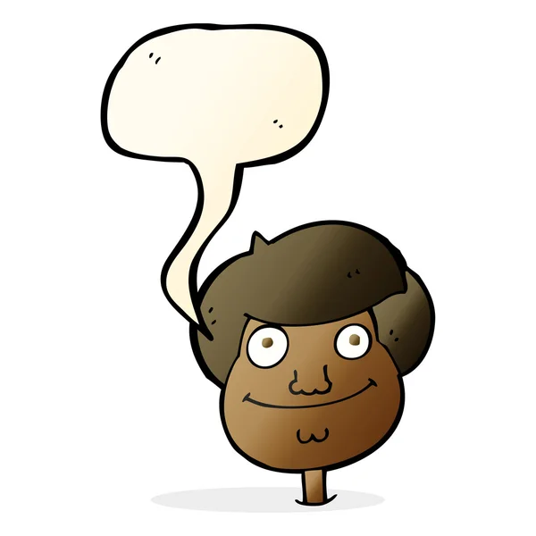 Cartoon gelukkig boy's gezicht met tekstballon — Stockvector