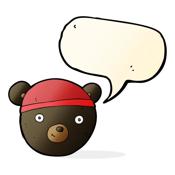 Cartoon black bear face with speech bubble — Stock Vector