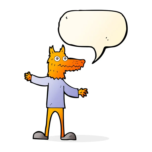 Cartoon fox man med pratbubblan — Stock vektor