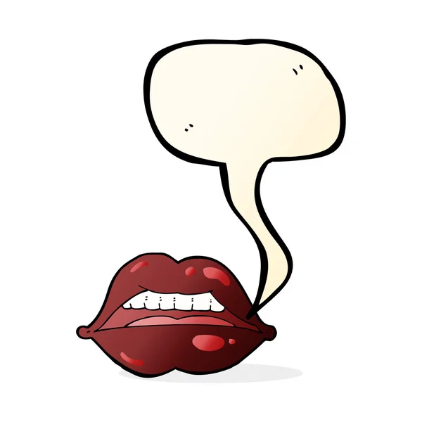 Σέξι σύμβολο χείλη Απόκριες γελοιογραφία με το συννεφάκι λόγου — Διανυσματικό Αρχείο