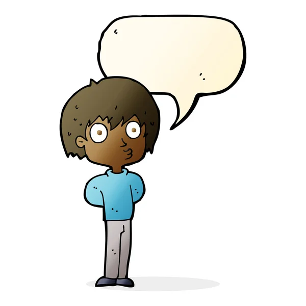 Καρτούν εντυπωσίασε αγόρι με φούσκα ομιλία — Διανυσματικό Αρχείο