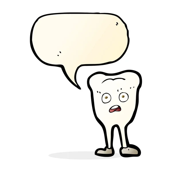 Desenho animado amarelecimento dente com bolha de fala —  Vetores de Stock