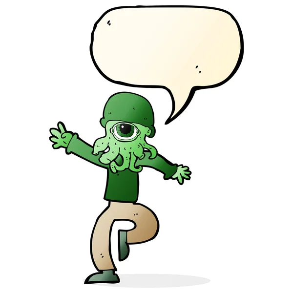 Hombre monstruo alienígena de dibujos animados con burbuja de habla — Archivo Imágenes Vectoriales