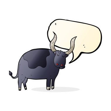 Konuşma baloncuklu çizgi film öküzü