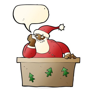 çizgi film Noel Baba konuşma balonu ile sıkılmış.