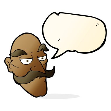 karikatür yaşlı adam yüzü konuşma baloncuğu ile