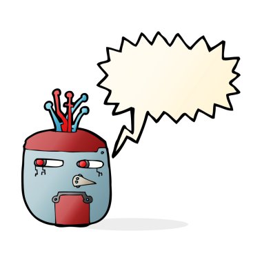 çizgi film altın robot kafa ile konuşma balonu