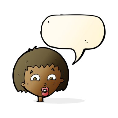 Konuşma baloncuğuyla şok olmuş çizgi film ifadesi