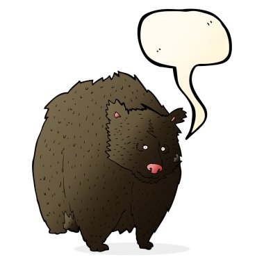 konuşma balonu ile büyük siyah ayı karikatür