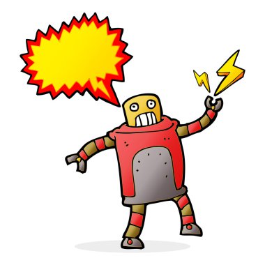 Konuşma baloncuklu çizgi film robotu