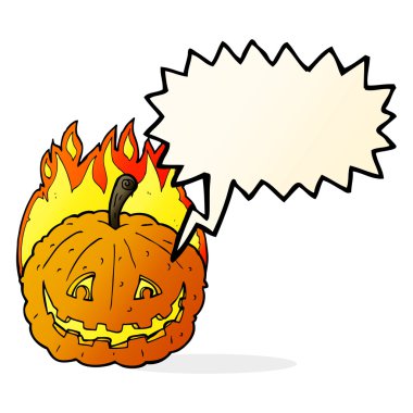 Konuşma baloncuğuyla sırıtan bir çizgi film.