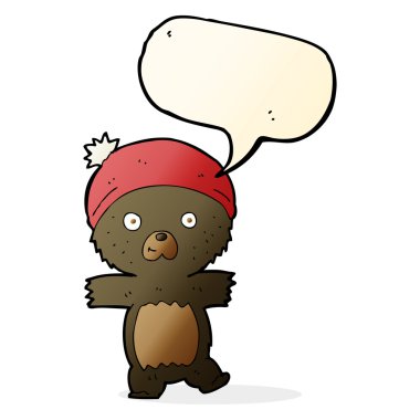 sevimli siyah ayı konuşma balonu ile çizgi film