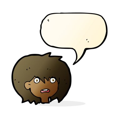 Konuşma baloncuğuyla şok olmuş çizgi film ifadesi