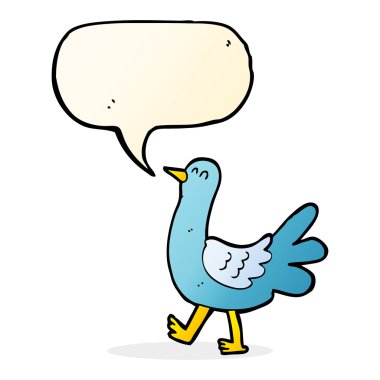 Konuşma baloncuklu yürüyen kuş.