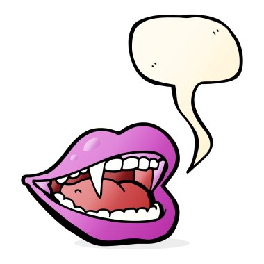 Konuşma baloncuklu çizgi vampir ağzı.
