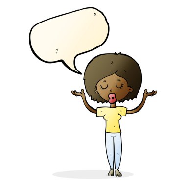 Konuşma baloncuğu olan barışçıl kadın.