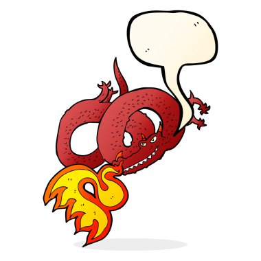 吹き出しと炎を吐く漫画ドラゴン