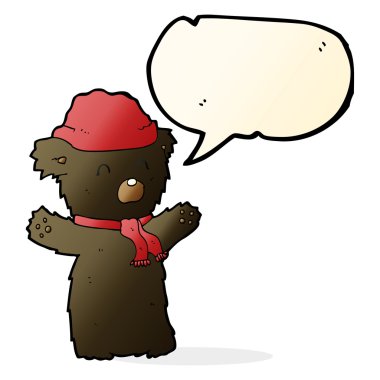 sevimli siyah ayı konuşma balonu ile çizgi film