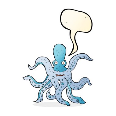 Konuşma baloncuklu dev ahtapot çizgi filmi.