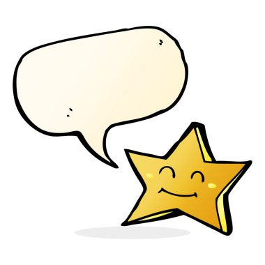 Konuşma balonlu mutlu yıldız karakteri