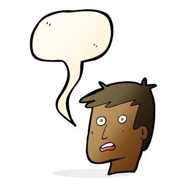 Konuşma baloncuğu olan mutsuz bir çizgi film.